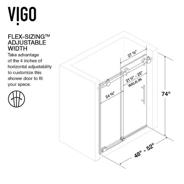 Vigo Elan 74" High x 52" Wide Sliding Frameless Shower Door Bed Bath